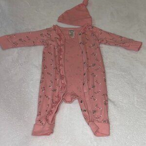 Brand New Modern Moments 3-6 Months Pjs with Matching Hat NWT